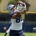 Jul 29, 2026; Oxnard, CA, USA; Dallas Cowboys tight end Brevyn Spann-Ford (89) catches the ball at training camp at River Ridge Playing Fields.