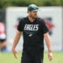 Jul 30, 2026; Philadelphia, PA, USA; Philadelphia Eagles offensive coordinator Sean Mannion looks on during training camp at Jefferson Health Training Complex.