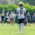 Jul 30, 2026; Metairie, LA, USA; New Orleans Saints wide receiver Jordyn Tyson (0) looks on during training camp at Ochsner Sports Performance Center.