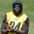 Jul 30, 2026; Latrobe, PA, USA; Pittsburgh Steelers cornerback Joey Porter Jr. (24) observes training camp drills at Saint Vincent College.