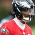 Jul 30, 2026; Philadelphia, PA, USA; Philadelphia Eagles quarterback Jalen Hurts (1) looks on during training camp at Jefferson Health Training Complex.