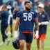 Jul 31, 2026; Lake Forest, IL, USA; Chicago Bears offensive tackle Darnell Wright (58) walks on he field during Training Camp at Halas Hall.