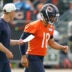 Jul 31, 2026; Lake Forest, IL, USA; Chicago Bears head coach Ben Johnson talks to quarterback Caleb Williams (18) during Training Camp at Halas Hall.