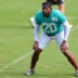 Jul 31, 2026; Miami Gardens, FL, USA; Miami Dolphins linebacker Jordyn Brooks (20) works during practice at Baptist Health Training Complex.