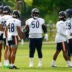 Jul 31, 2026; Lake Forest, IL, USA; Chicago Bears defensive end Grady Jarrett (50) talks to his teammates during Training Camp at Halas Hall.