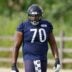 Jul 31, 2026; Lake Forest, IL, USA; Chicago Bears offensive tackle Braxton Jones (70) walks on the field during Training Camp at Halas Hall.