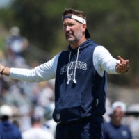 Aug 1, 2026; Oxnard, CA, USA; Dallas Cowboys coach Brian Schottenheimer at training camp at River Ridge Playing Fields.