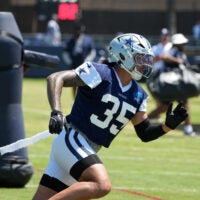 Aug 1, 2026; Oxnard, CA, USA; Dallas Cowboys linebacker Marist Liufau (35) at training camp at River Ridge Playing Fields.