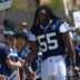 Aug 1, 2026; Oxnard, CA, USA; Dallas Cowboys linebacker Jaishawn Barham (55) greets fans at training camp at River Ridge Playing Fields.