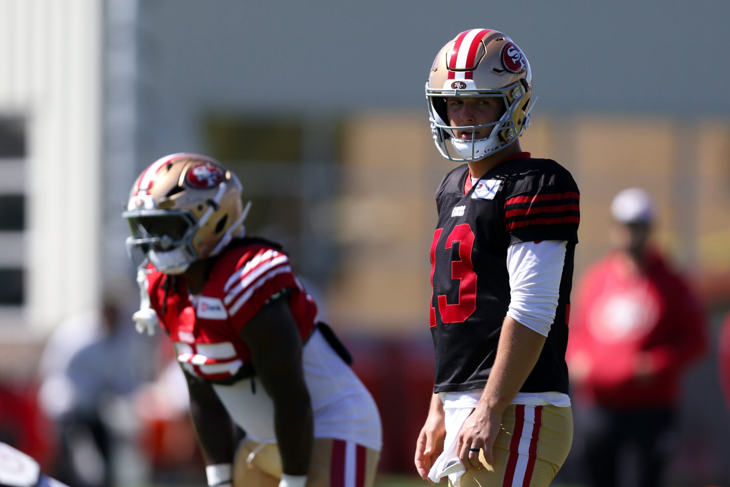 Aug 3, 2026; San Francisco, CA, USA; San Francisco 49ers quarterback Brock Purdy (13) during training camp at Levi's Stadium.