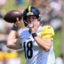 Aug 03, 2026; Latrobe, PA, USA; Pittsburgh Steelers quarterback Will Howard (18) throws a pass during a practice session at Training camp at Saint Vincent College.