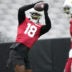 Arizona Cardinals receiver Marvin Harrison Jr. (18) catches a pass during training camp at State Farm Stadium in Glendale on July 26, 2026.