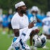 Aug 4, 2026; Charlotte, NC, USA; Carolina Panthers wide receiver Xavier Legette (17) walks over to the drills during training camp at Bank of America Stadium.