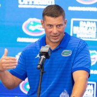 Florida Head Coach Jon Sumrall speaks during Florida Football Fall camp availability at Heavener Football Training Center in Gainesville, FL on Tuesday, August 4, 2026.