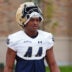 Defensive lineman Rodney Dunham walks to a Notre Dame football practice at Irish Athletic Center on Thursday, Aug. 6, 2026, in South Bend.