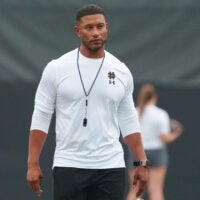 Head coach Marcus Freeman during a Notre Dame football practice at Irish Athletic Center on Thursday, Aug. 6, 2026, in South Bend.