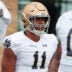 Defensive lineman Keon Keeley (11) during a Notre Dame football practice at Irish Athletic Center on Thursday, Aug. 6, 2026, in South Bend.