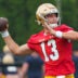 Quarterback CJ Carr during a Notre Dame football practice at Irish Athletic Center on Thursday, Aug. 6, 2026, in South Bend.