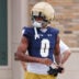Wide receiver Quincy Porter walks to a Notre Dame football practice at Irish Athletic Center on Thursday, Aug. 6, 2026, in South Bend.