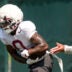 Aug. 7, 2026; Tuscaloosa, AL, USA; Running back AK Dear takes a handoff during practice for the Alabama Crimson Tide.