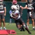 Aug. 7, 2026; Tuscaloosa, AL, USA; Running back EJ Crowell (13) makes a move as he runs the ball during practice for the Alabama Crimson Tide.