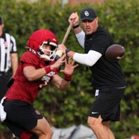 Oklahoma Sooners tight ends coach Jason Witten tight end Seneca Driver