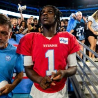 Cam Ward Tennessee Titans Nissan Stadium Blue and White scrimmage