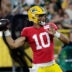 Green Bay Packers quarterback Jordan Love (10) passes the ball during Green Bay Packers Family Night on Aug. 7, 2026, at Lambeau Field in Green Bay, Wis.