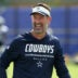 Aug 11, 2026; Woodland Hills, CA, USA; Dallas Cowboys head coach Brian Schottenheimer reacts during a joint practice against the Los Angeles Rams at the Rams Practice Facility.