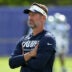 Aug 11, 2026; Woodland Hills, CA, USA; Dallas Cowboys head coach Brian Schottenheimer reacts during a joint practice against the Los Angeles Rams at the Rams Practice Facility.