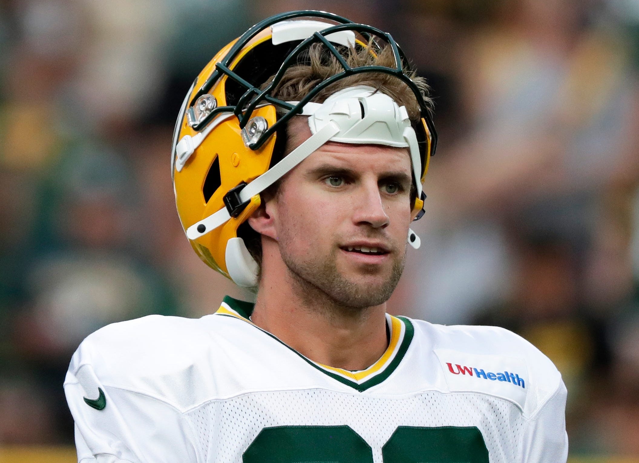 Green Bay Packers kicker Trey Smack (28) during Green Bay Packers Family Night on Aug. 7, 2026, at Lambeau Field in Green Bay, Wis.