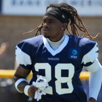 Aug 1, 2026; Oxnard, CA, USA; Dallas Cowboys cornerback Shavon Revel Jr. (28) at training camp at River Ridge Playing Fields.