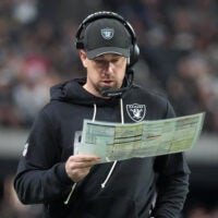 Las Vegas Raiders head coach Klint Kubiak preseason game Arizona cardinals