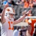 Oklahoma State's Drew Mestemaker celebrates after an OSU touchdown during a spring football game for the Oklahoma State University Cowboys at Boone Pickens Stadium in Stillwater, Okla., Saturday, April 18, 2026.