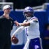 Aug 15, 2026; East Rutherford, New Jersey, USA; Minnesota Vikings quarterback Kyler Murray (1) warms up before a game against the New York Giants at MetLife Stadium.