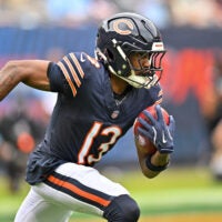 Aug 15, 2026; Chicago, Illinois, USA; Chicago Bears wide receiver Maurice Alexander (13) runs the ball against the Cleveland Browns during the first half at Soldier Field.