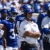 Aug 15, 2026; East Rutherford, New Jersey, USA; New York Giants head coach John Harbaugh looks on during the first half against the Minnesota Vikings at MetLife Stadium.