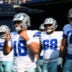 Aug 15, 2026; Seattle, Washington, USA; Dallas Cowboys quarterback Sam Howell (16) leads the team onto the field before the game against the Seattle Seahawks at Lumen Field.