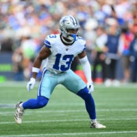 Aug 15, 2026; Seattle, Washington, USA; Dallas Cowboys safety Caleb Downs (13) during the first half against the Seattle Seahawks at Lumen Field.