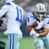 Aug 15, 2026; Seattle, Washington, USA; Dallas Cowboys running back Jaydon Blue (23) carries the ball against the Seattle Seahawks during the game at Lumen Field.