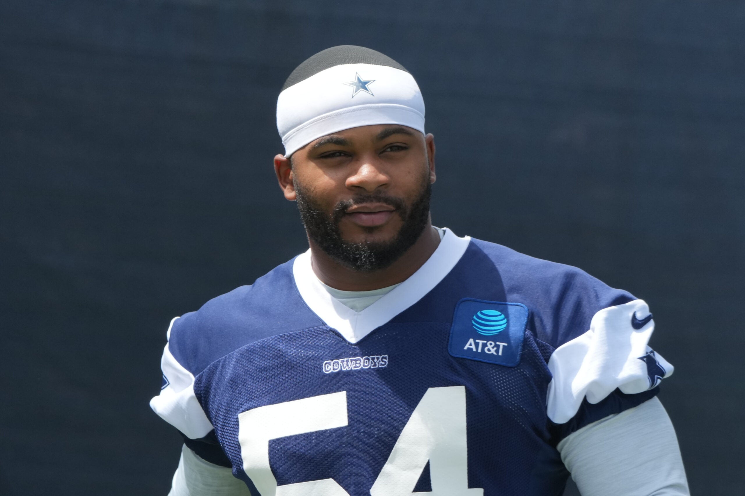 Jul 29, 2026; Oxnard, CA, USA; Dallas Cowboys linebacker Sam Williams (54) at training camp at River Ridge Playing Fields.