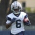 Jul 29, 2026; Oxnard, CA, USA; Dallas Cowboys wide receiver Camden Brown (6) carries the ball at training camp at River Ridge Playing Fields.