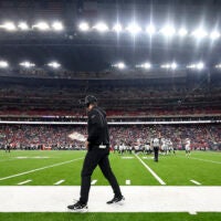 Las Vegas Raiders head coach Klint Kubiak rookie running back Mike Washington Jr.