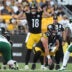 Aug 21, 2026; Pittsburgh, Pennsylvania, USA; Pittsburgh Steelers quarterback Will Howard (18) calls an audible at the line of scrimmage against the New York Jets during the second quarter at Acrisure Stadium.