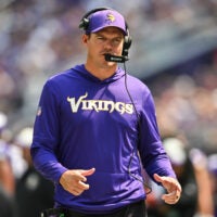 Aug 22, 2026; Minneapolis, Minnesota, USA; Minnesota Vikings head coach Kevin O'Connell reacts during the fourth quarter against the Baltimore Ravens at U.S. Bank Stadium.