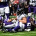 Aug 22, 2026; Minneapolis, Minnesota, USA; Baltimore Ravens tight end Josh Cuevas (85) is tackled by Minnesota Vikings safety Jacob Thomas (39) and linebacker Bangally Kamara (59) during the third quarter at U.S. Bank Stadium.