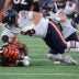 Aug 22, 2026; Cincinnati, Ohio, USA; Chicago Bears defensive tackle Jordan van den Berg (96) makes a tackle against Cincinnati Bengals running back Kentrel Bullock (31) during the second quarter at Paycor Stadium.