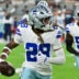 Aug 22, 2026; Glendale, Arizona, USA; Dallas Cowboys cornerback Shavon Revel Jr. (28) runs with the ball after intercepting a pass in the first half against the Arizona Cardinals at State Farm Stadium.
