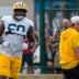 Green Bay Packers defensive lineman Anthony Campbell (60) runs through a drill during a joint practice with the Arizona Cardinals on Wednesday, Aug. 26, 2026, at Ray Nitschke Field in Ashwaubenon, Wisconsin.