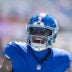 New York Giants wide receiver Odell Beckham Jr. (3) reacts during a preseason opening game between the New York Giants and Minnesota Vikings on Saturday, Aug. 15, 2026, at MetLife Stadium in East Rutherford, NJ.